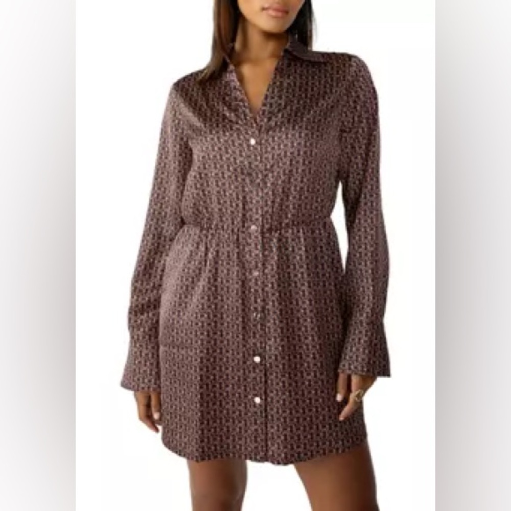 Sanctuary Brown Patterned Long Sleeve Dress